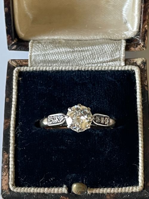 art deco diamond old cut engagement ring - CATEGORY: ANTIQUE JEWELLERY - DATED 1920