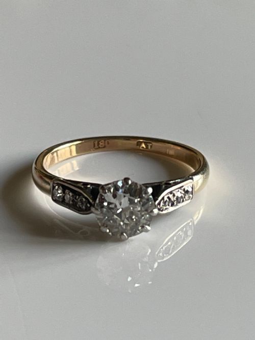 ART DECO DIAMOND OLD CUT ENGAGEMENT RING - ADDITIONAL PHOTO 2