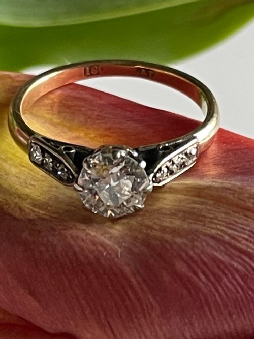 ART DECO DIAMOND OLD CUT ENGAGEMENT RING - ADDITIONAL PHOTO 3