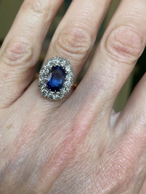 SAPPHIRE AND DIAMOND CLUSTER1930S RING - ADDITIONAL PHOTO 5