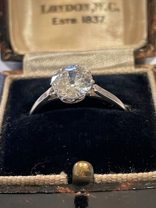 ANTIQUE EARLY 20TH CENTURY 145CT DIAMOND SOLITAIRE ENGAGEMENT RING - ADDITIONAL PHOTO 3