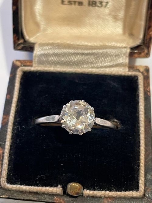 ANTIQUE EARLY 20TH CENTURY 145CT DIAMOND SOLITAIRE ENGAGEMENT RING - ADDITIONAL PHOTO 4