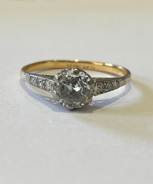 EDWARDIAN OLD EUROPEAN CUT DIAMOND 085CT SOLITAIRE RING 22CT - ADDITIONAL PHOTO 2