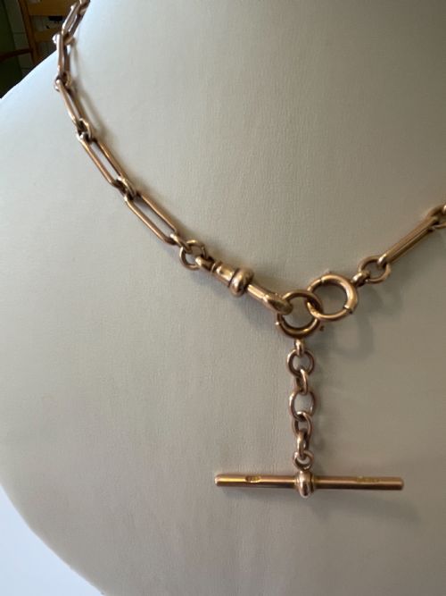 EDWARDIAN 9CT GOLD WATCH CHAIN - ADDITIONAL PHOTO 5