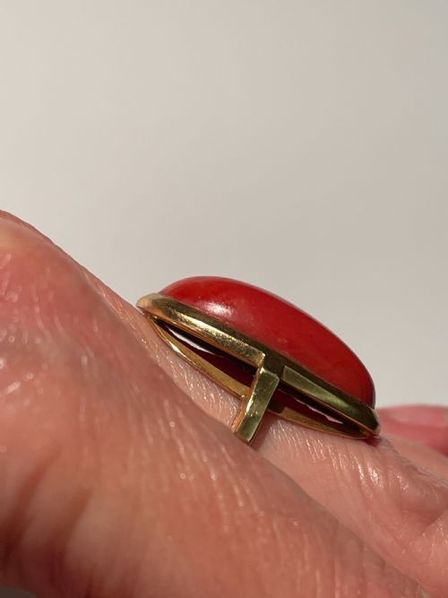NATURAL CORAL AND GOLD RING - ADDITIONAL PHOTO 2