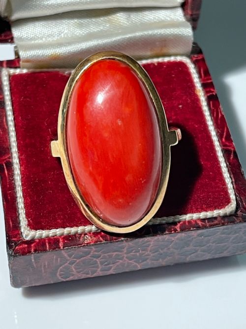 NATURAL CORAL AND GOLD RING - ADDITIONAL PHOTO 3