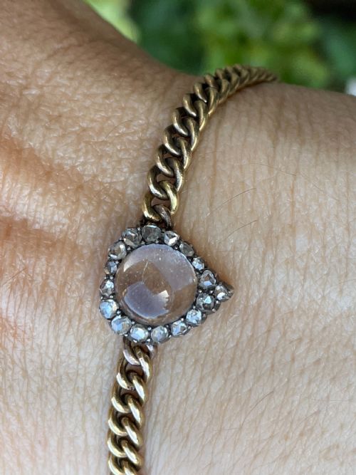 ANTIQUE ROCK CRYSTAL AND DIAMOND 15CT GOLD WITCHES HEART BRACELET - ADDITIONAL PHOTO 11