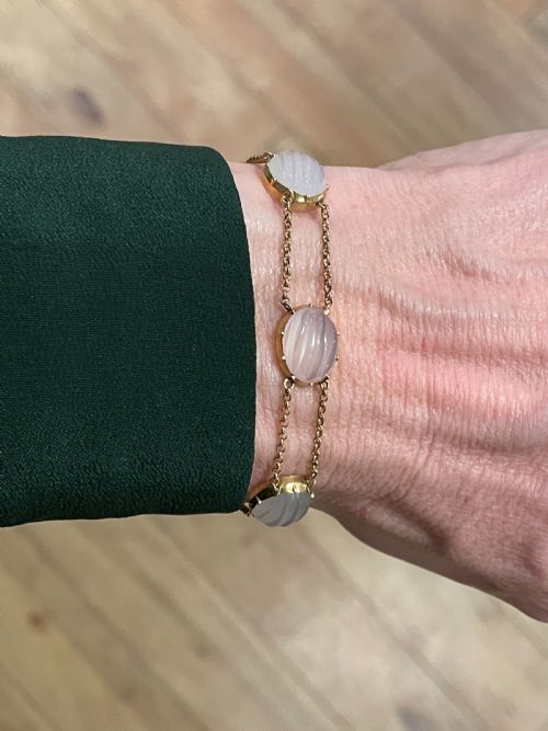 MOONSTONE EDWARDIAN 18CT GOLD BRACELET - ADDITIONAL PHOTO 5