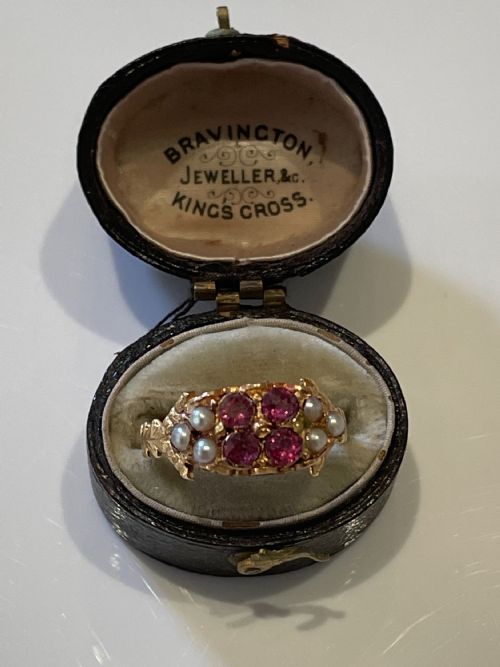 VICTORIAN ALMANDINE GARNET AND SEED PEARL RING - ADDITIONAL PHOTO 1