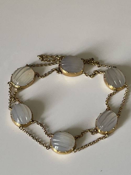MOONSTONE EDWARDIAN 18CT GOLD BRACELET - ADDITIONAL PHOTO 6