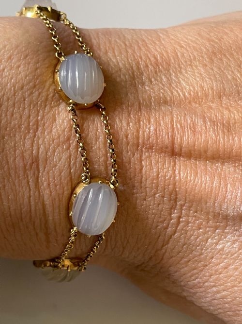 MOONSTONE EDWARDIAN 18CT GOLD BRACELET - ADDITIONAL PHOTO 2