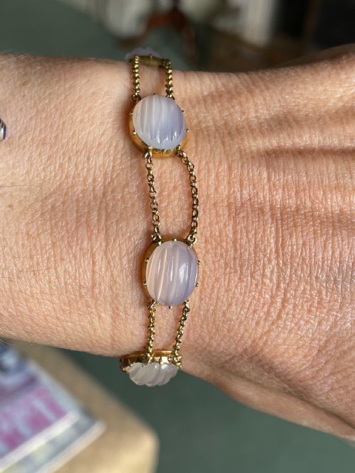 MOONSTONE EDWARDIAN 18CT GOLD BRACELET - ADDITIONAL PHOTO 3