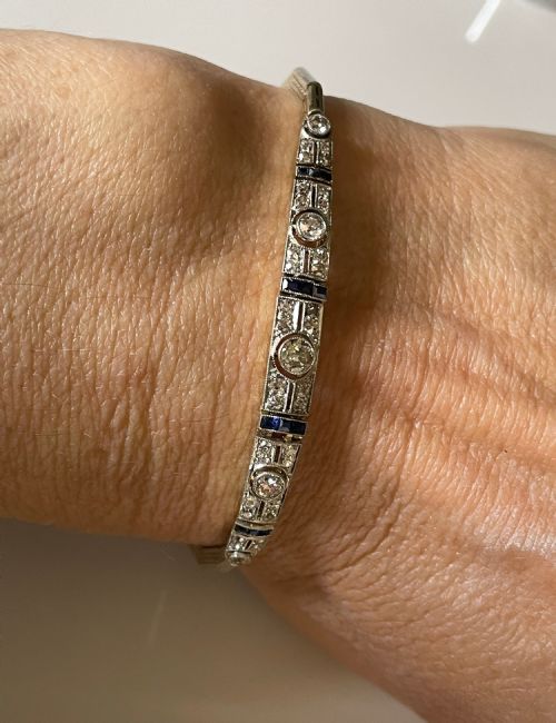 ART DECO SAPPHIRE AND DIAMOND BRACELET - ADDITIONAL PHOTO 1