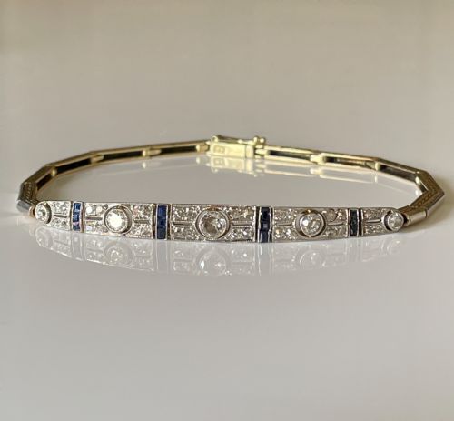 art deco sapphire and diamond bracelet - CATEGORY: ANTIQUE JEWELLERY - DATED 1920