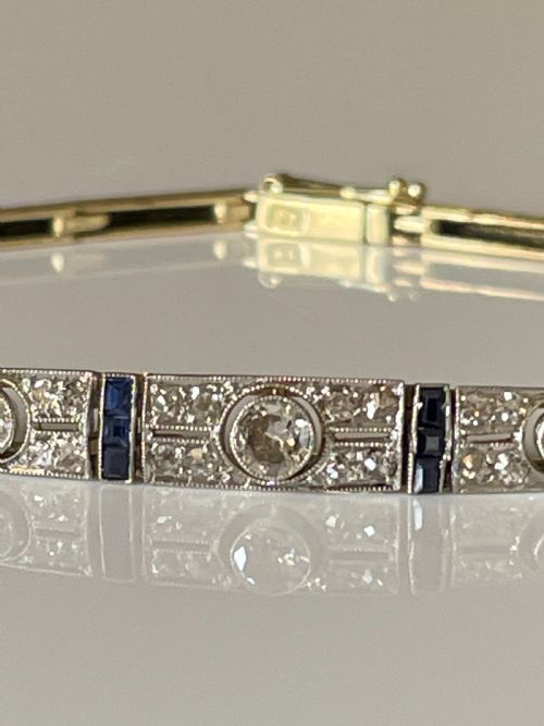 ART DECO SAPPHIRE AND DIAMOND BRACELET - ADDITIONAL PHOTO 7