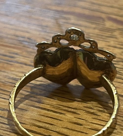 fig 2. Early Victorian Antique Double Heart 15ct Gold Ring
