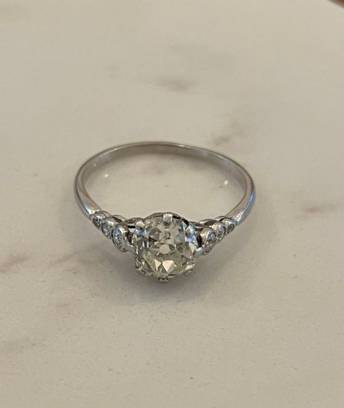 ANTIQUE MINE CUT DIAMOND ENGAGEMENT RING - ADDITIONAL PHOTO 10