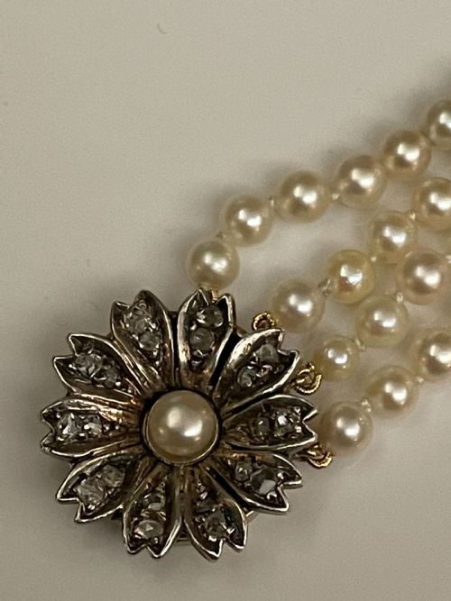 EDWARDIAN CULTURED PEARL DIAMOND SET BRACELET - ADDITIONAL PHOTO 1
