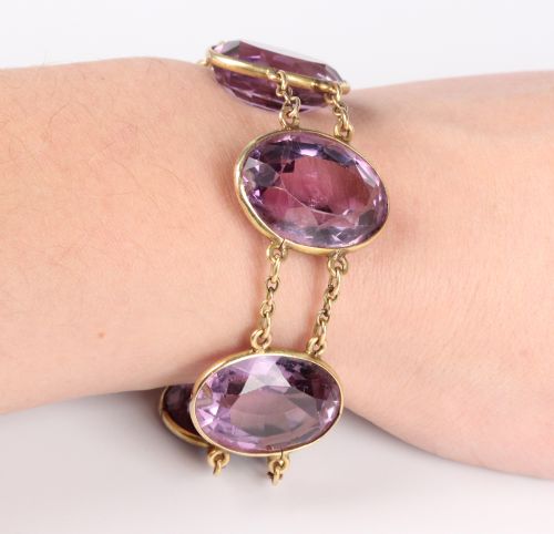 ANTIQUE VICTORIAN AMETHYST 15CT GOLD BRACELET - ADDITIONAL PHOTO 1