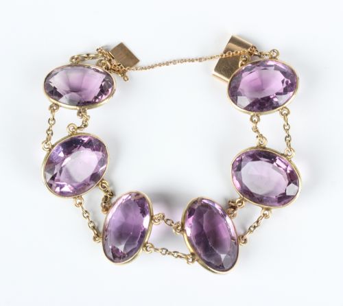 antique victorian amethyst 15ct gold bracelet - CATEGORY: ANTIQUE JEWELLERY - DATED VICTORIAN