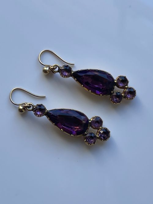 georgian foil back amethyst earrings - CATEGORY: ANTIQUE JEWELLERY - DATED GEORGIAN