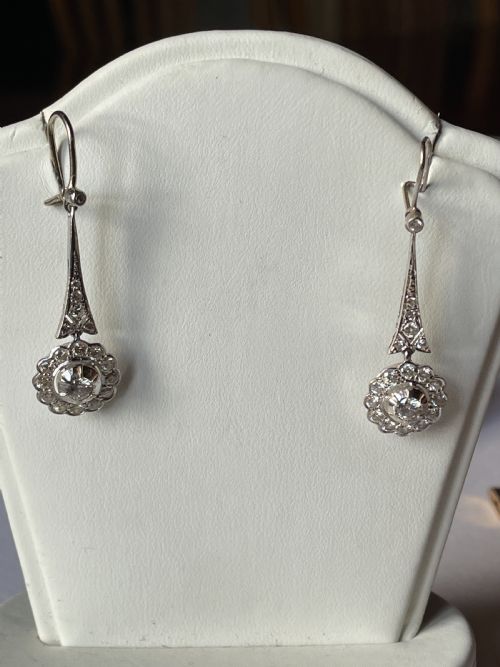 ART DECO DIAMOND DROP EARRINGS - ADDITIONAL PHOTO 1