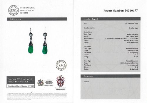 OLD CUT DIAMOND AND EMERALD EARRINGS - ADDITIONAL PHOTO 4