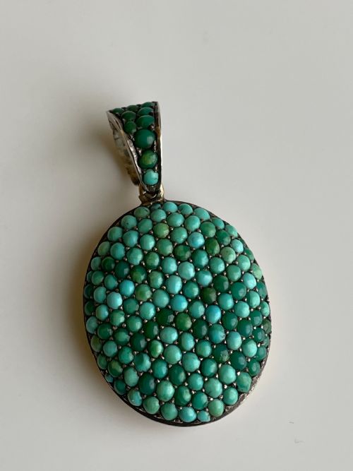 ANTIQUE TURQUOISE VICTORIAN LOCKET - ADDITIONAL PHOTO 1