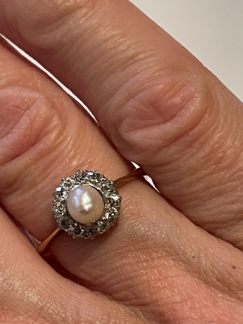 ANTIQUE VICTORIAN PEARL AND DIAMOND CLUSTER 18CT RING - ADDITIONAL PHOTO 3