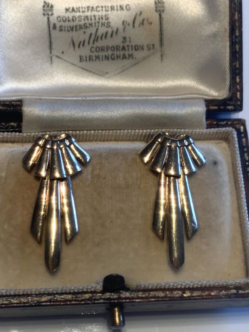 art deco gold earrings - CATEGORY: ANTIQUE JEWELLERY - DATED 1940