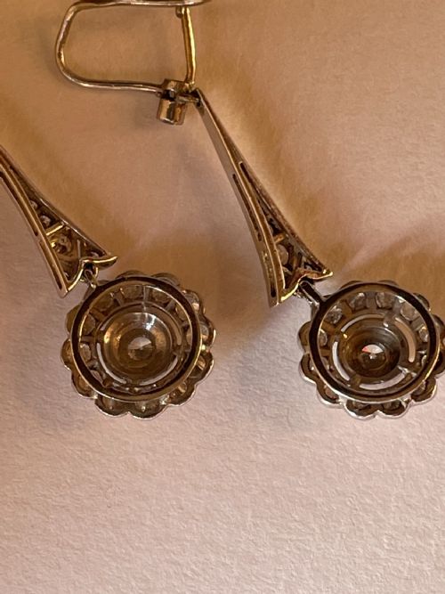 ART DECO DIAMOND DROP EARRINGS - ADDITIONAL PHOTO 2