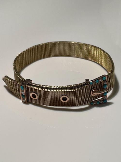 EARLY 20TH CENTURY TURQUOISE AND PEARL BRACELET - ADDITIONAL PHOTO 2