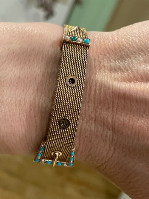 EARLY 20TH CENTURY TURQUOISE AND PEARL BRACELET - ADDITIONAL PHOTO 3