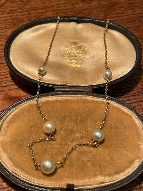 edwardian pearl 9ct gold necklace - CATEGORY: ANTIQUE JEWELLERY - DATED EDWARDIAN