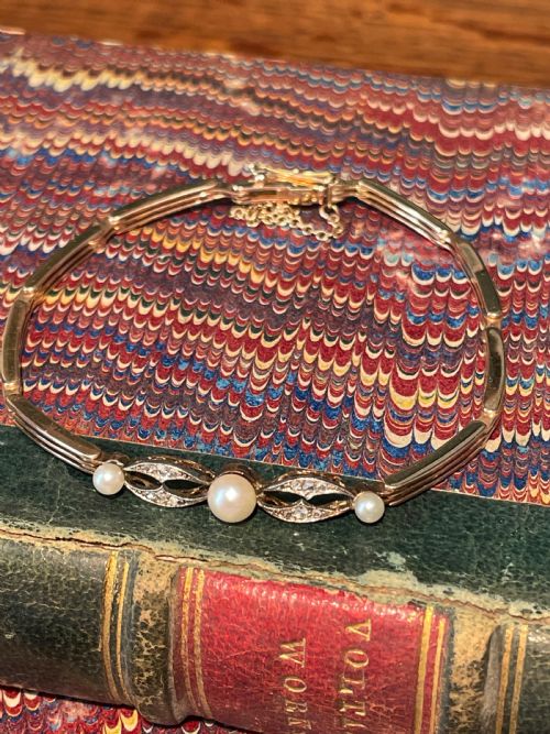 EDWARDIAN DIAMOND AND PEARL BRACELET - ADDITIONAL PHOTO 1