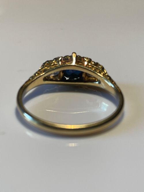 SAPPHIRE AND DIAMOND VICTORIAN RING - ADDITIONAL PHOTO 2