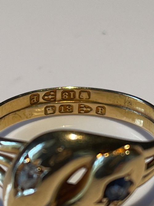 SAPPHIRE AND DIAMOND 18CT SNAKE RING - ADDITIONAL PHOTO 3