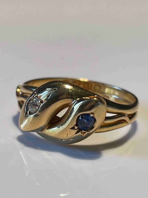 SAPPHIRE AND DIAMOND 18CT SNAKE RING - ADDITIONAL PHOTO 4