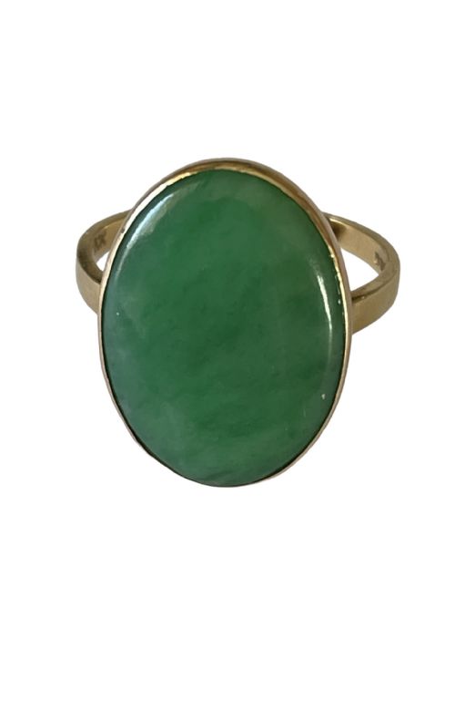 jadeite 18ct gold ring - CATEGORY: ANTIQUE JEWELLERY - DATED 1960