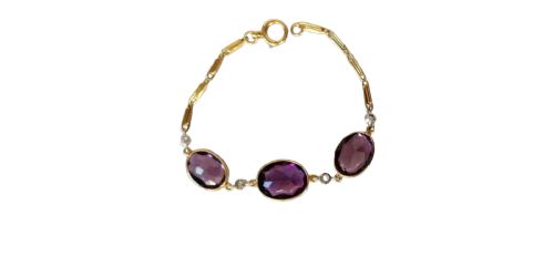 AMETHYST AND DIAMOND 18CT GOLD EDWARDIAN BRACELET - ADDITIONAL PHOTO 2
