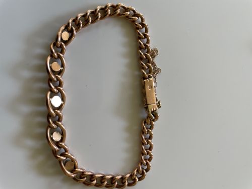 EDWARDIAN TURQUOISE AND GOLD CURB BRACELET - ADDITIONAL PHOTO 1
