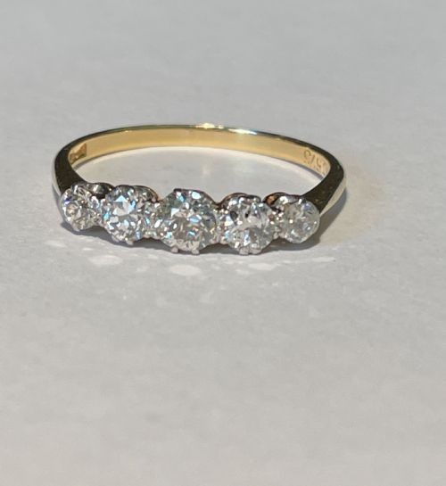 OLD CUT DIAMOND FIVE STONE RING - ADDITIONAL PHOTO 3