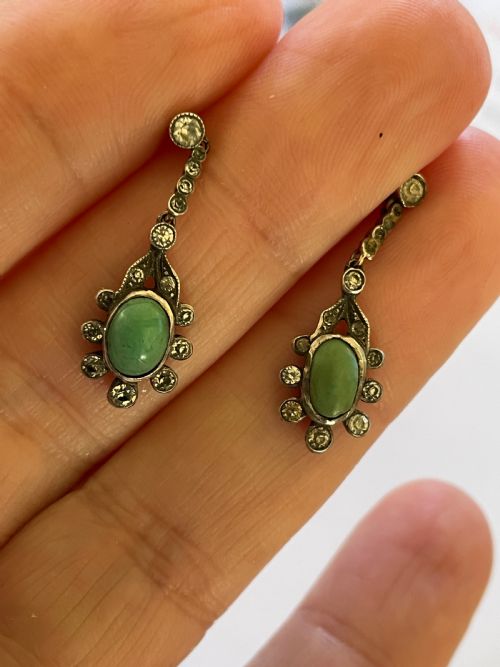 turquoise edwardian earrings - CATEGORY: ANTIQUE JEWELLERY - DATED EDWARDIAN