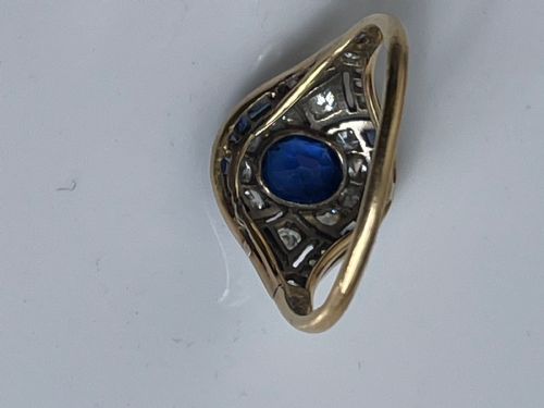 ART DECO CORNFLOWER BLUE NATURAL SAPPHIRE RING - ADDITIONAL PHOTO 1