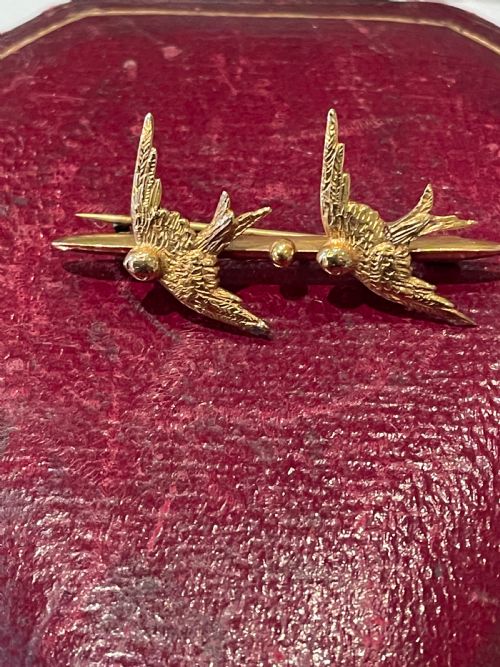 EDWARDIAN 15CT GOLD SWALLOW BROOCH - ADDITIONAL PHOTO 2