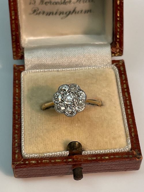 antique edwardian diamond flowerhead ring - CATEGORY: ANTIQUE JEWELLERY - DATED EDWARDIAN