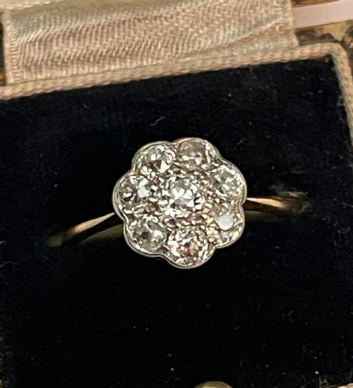 ANTIQUE EDWARDIAN DIAMOND FLOWERHEAD RING - ADDITIONAL PHOTO 4
