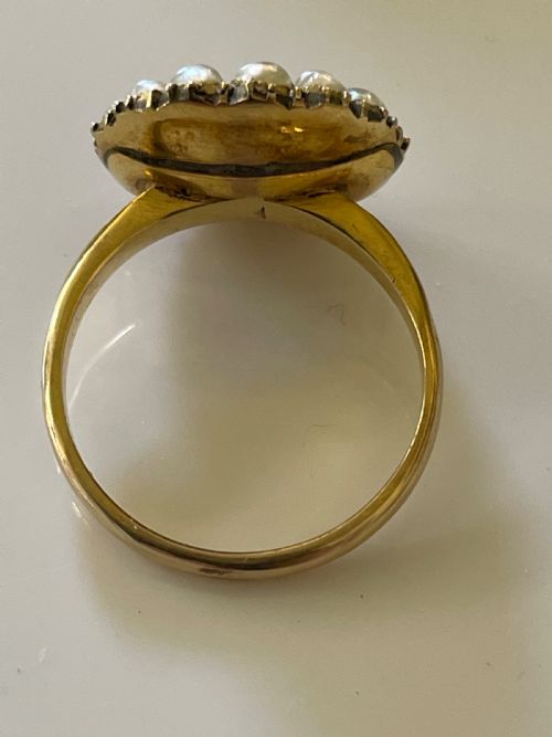 PINK TOPAZ AND PEARL ANTIQUE RING - ADDITIONAL PHOTO 1