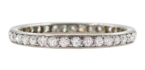 early 20th century old european cut diamond and platinum eternity ring - CATEGORY: ANTIQUE JEWELLERY - DATED 1920