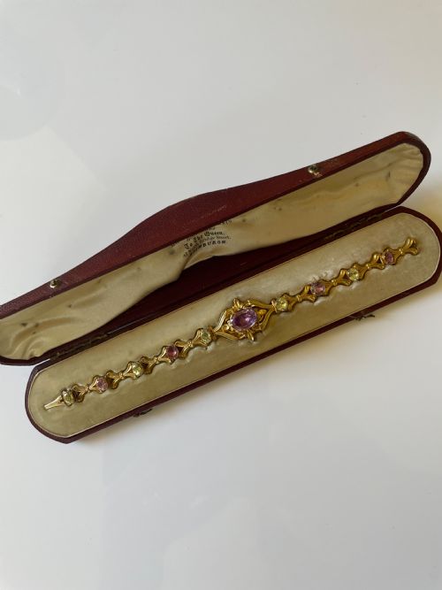VICTORIAN CHRYSOBERYL AND AMETHYST GOLD BRACELET - ADDITIONAL PHOTO 6